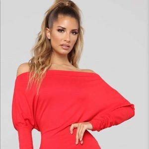 Very Classy Off shoulder Midi Dress -Red